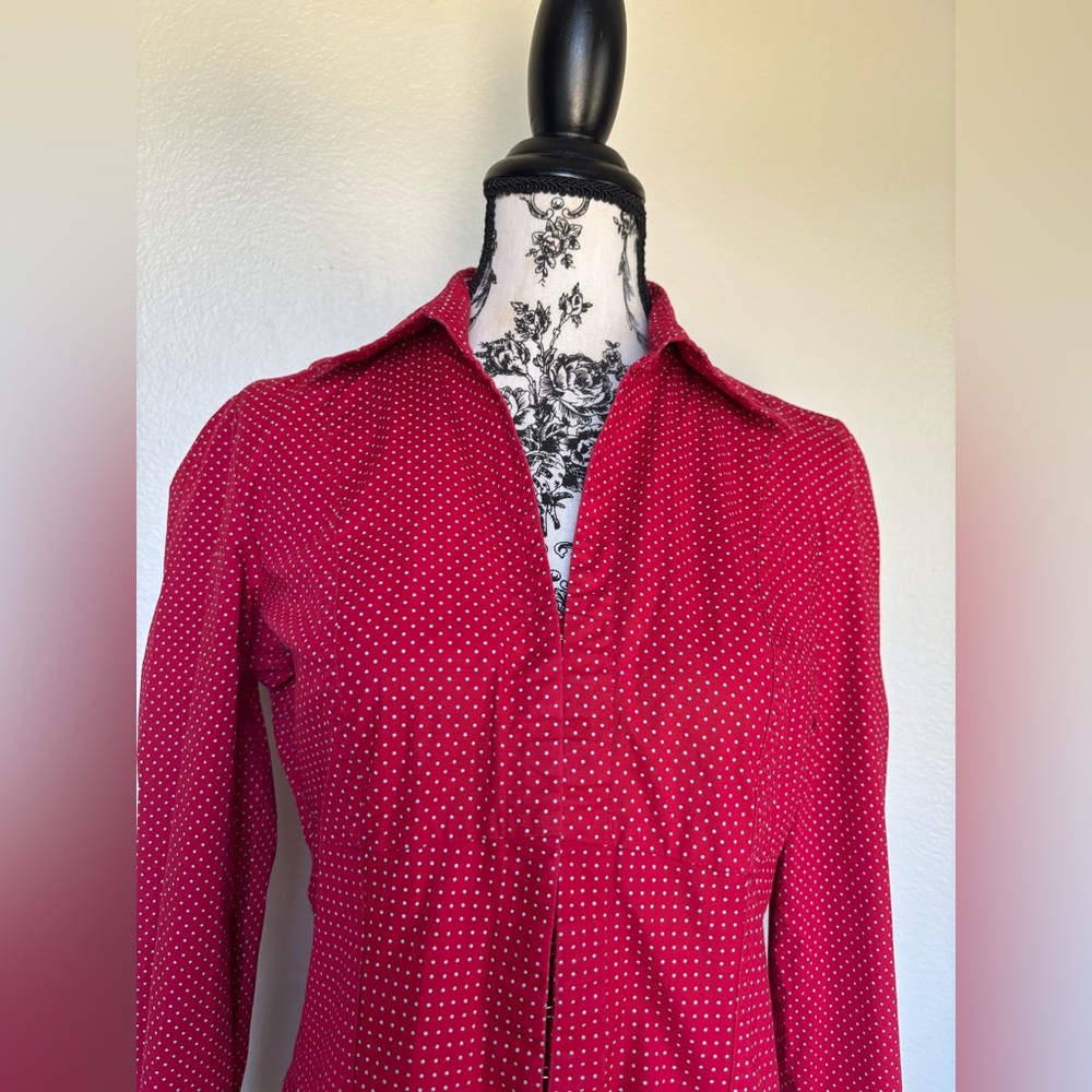 Cato Red Button Down Shirt with gray Dots - Picture 2 of 13